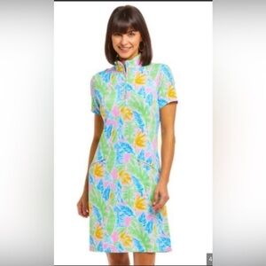 IBKUL Palm Print Golf Dress UPF50